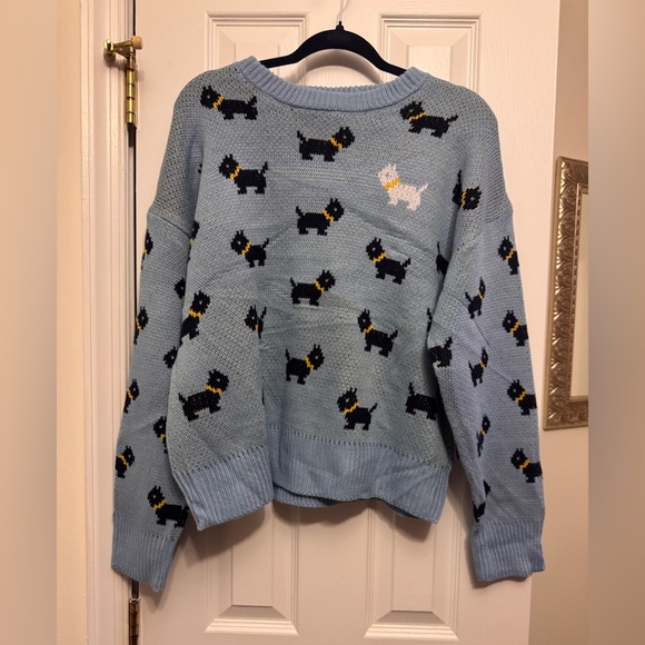No Boundaries Sweaters - NWT Stranger Things Season 5 Erica Scottie Dog Sweater XL Blue No Boundaries